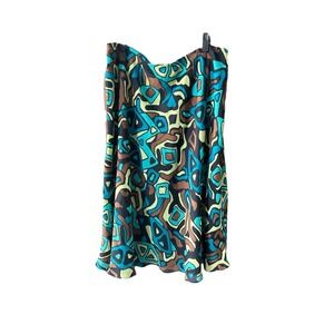 Flutter Skirt Brown And Blue‎ Retro Womens Size 18 Groovy Y2K 90s